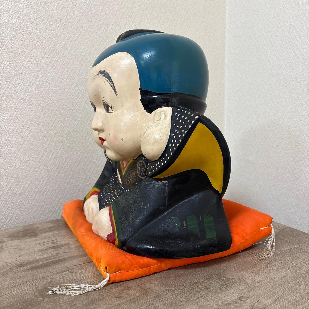 時代福助人形　縁起　手描き　招福置物　珍品〈検 招き猫　こけし　七福神　常滑焼