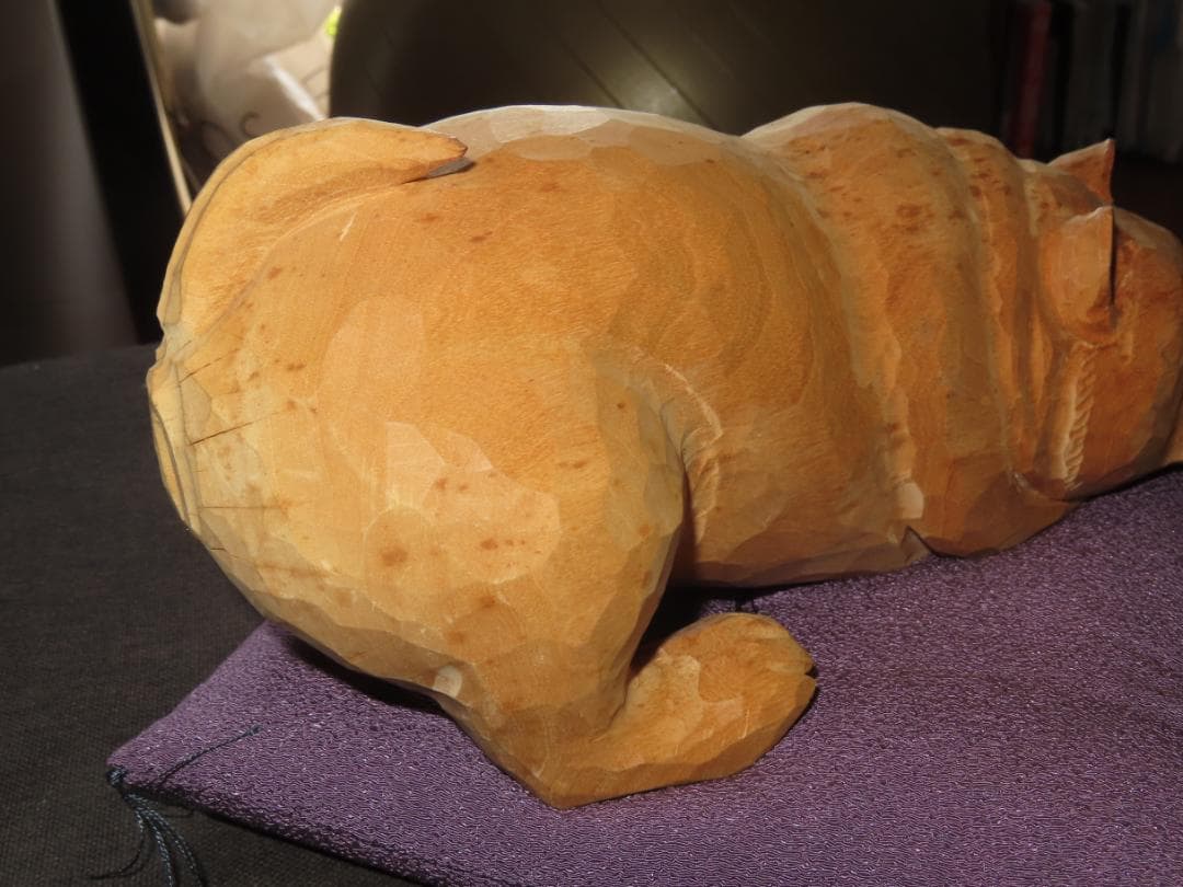 3 金岡作 金岡茂幸？　犬　イヌ 一刀彫　木彫り　木彫刻　アイヌ　北海道