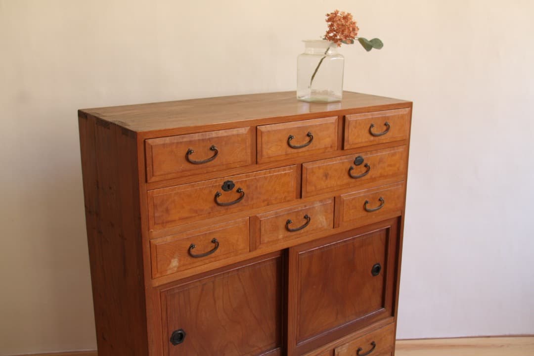 収納棚　チェスト　和箪笥　木製　ナチュラル　和家具　古道具　古家具　アンティーク