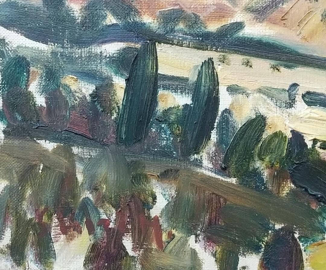 油絵「仙石原」'68 F6 油彩画 絵画 風景画 アート 箱根