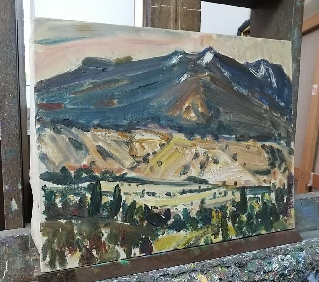 油絵「仙石原」'68 F6 油彩画 絵画 風景画 アート 箱根