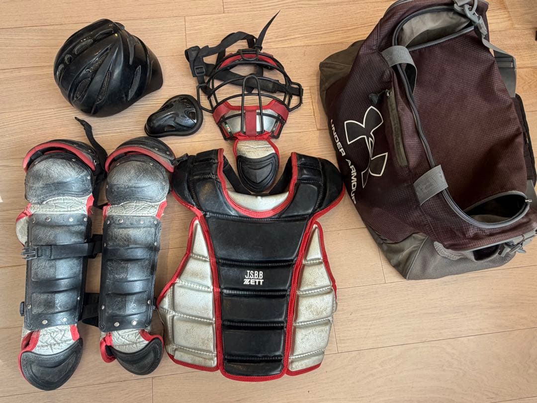 少年軟式ゼット　キャッチャー防具一式プロテクターレガース　マスクアンダーアーマー