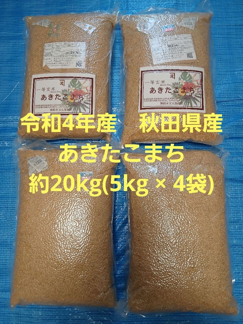 令和4年産　秋田県湯沢市産　あきたこまち　一等玄米約20㎏（約5kg×4袋）