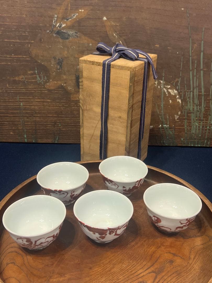 京焼  清水六兵衛 赤絵蟹 茶器