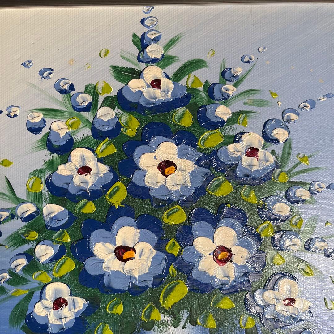 手書き油絵 ３枚組 花瓶の花 額付 額付き 絵画 インテリア 油彩画