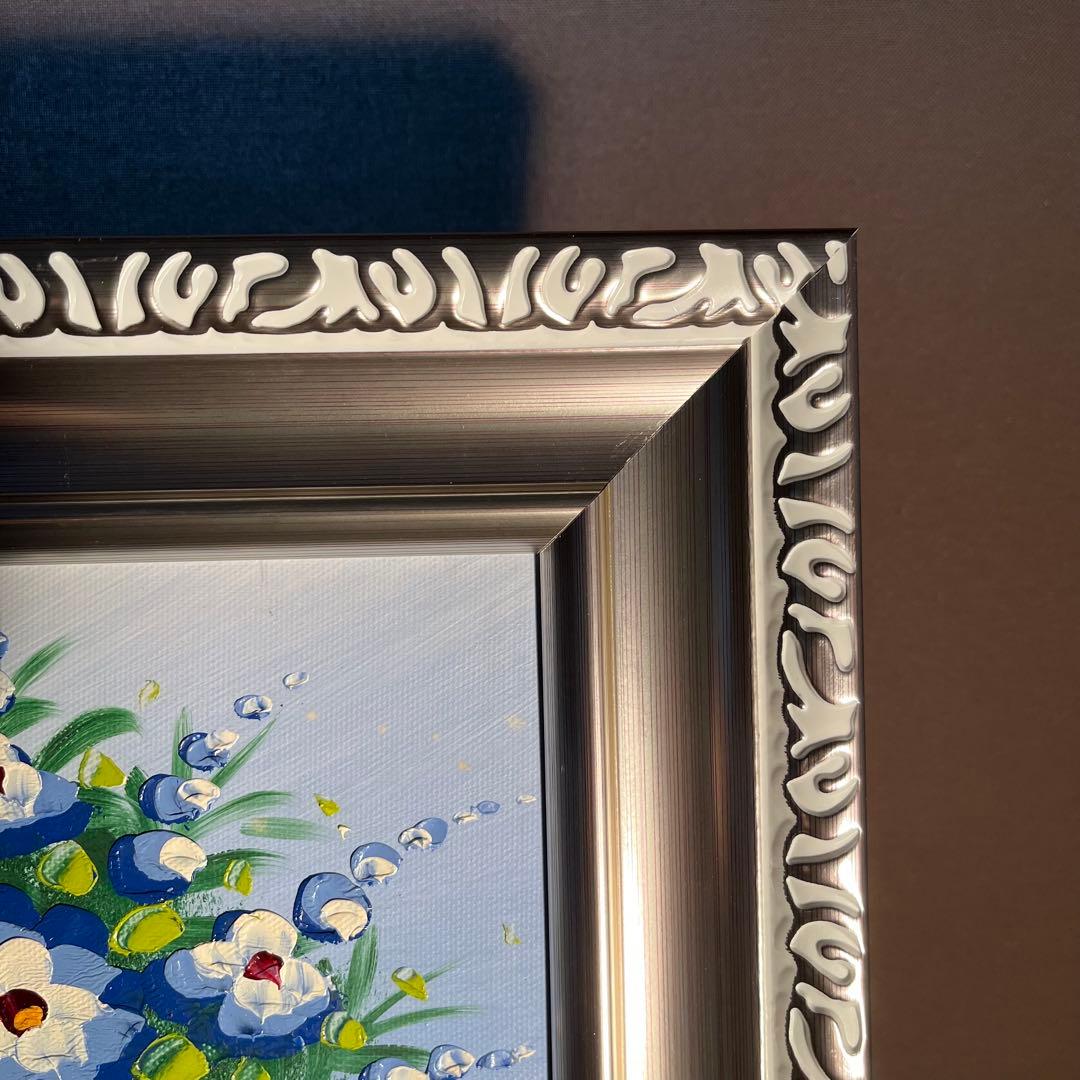 手書き油絵 ３枚組 花瓶の花 額付 額付き 絵画 インテリア 油彩画