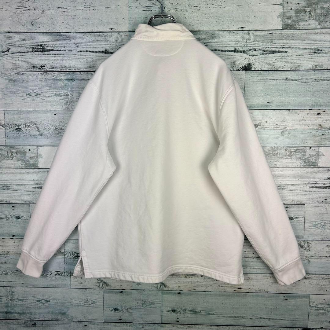 ラルフローレン 刺繍ロゴ ポロシャツ ラガーシャツ ホワイト L 4947