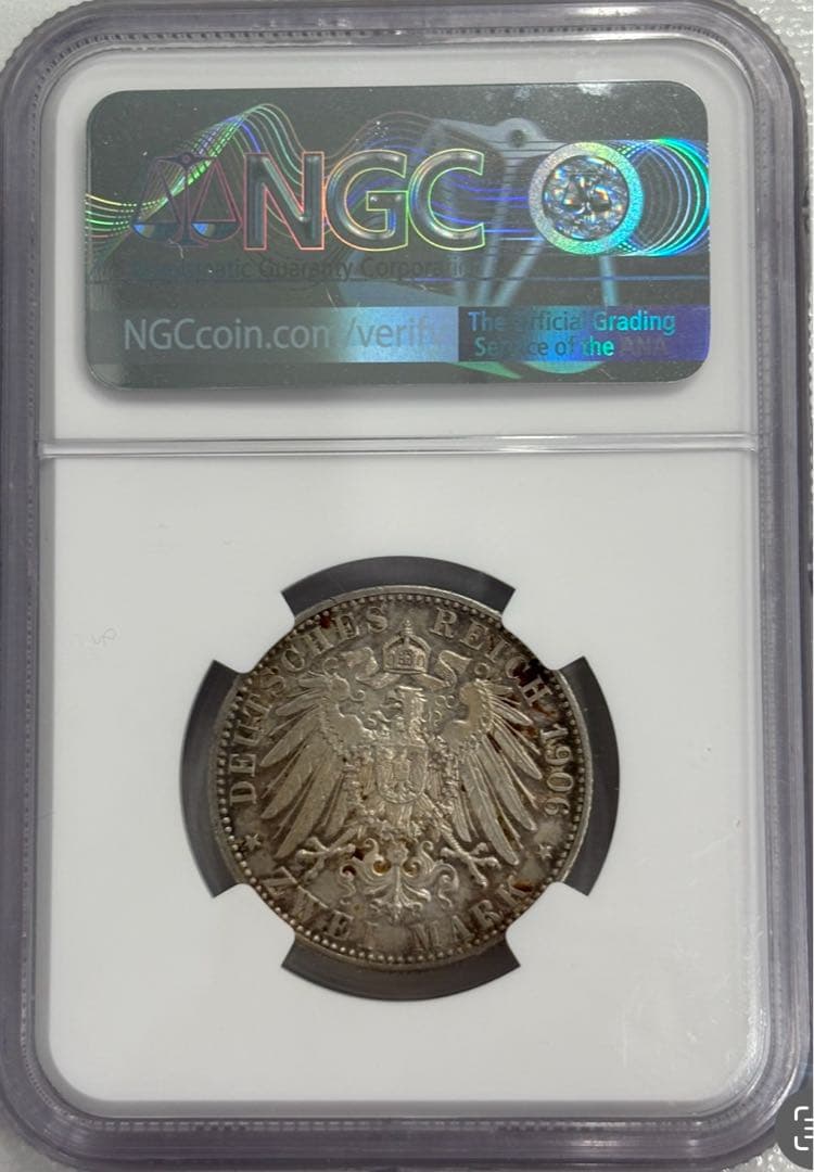 1906年 ドイツ バーデン大公結婚記念2マルク銀貨NGC認証