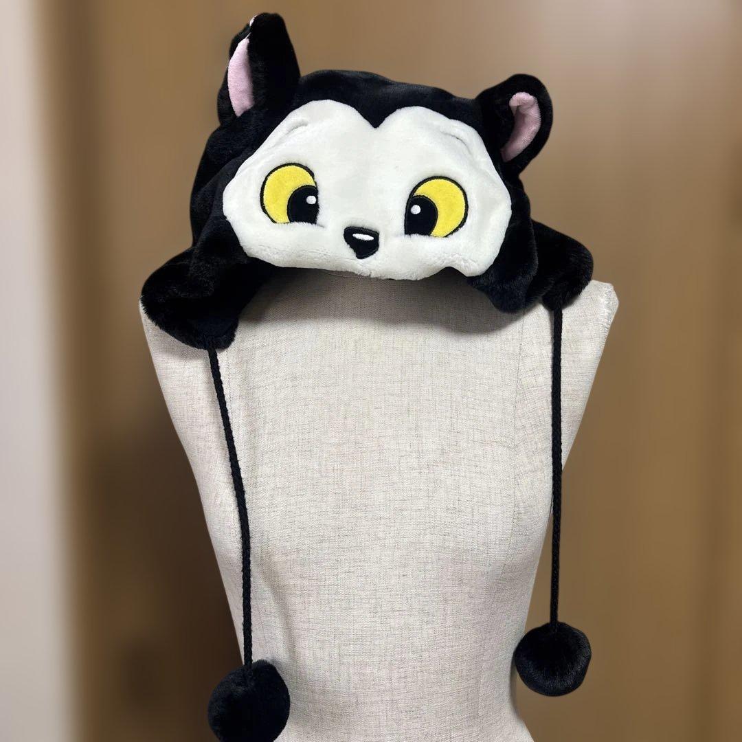 ディズニーリゾート　ファンキャップ　フィガロ　耳付き　ポンポン