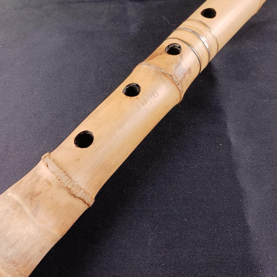 Y3110-8 琴古流 尺八 月童 銀三線 全長42.3㎝ 竹製