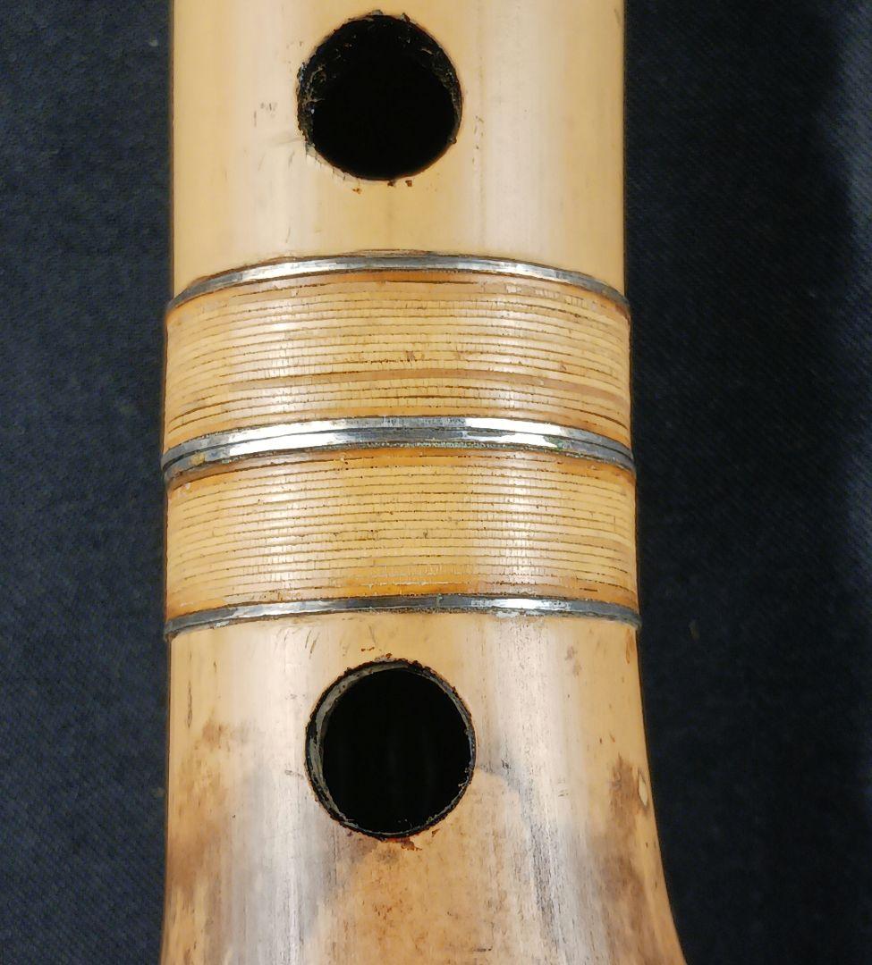 Y3110-8 琴古流 尺八 月童 銀三線 全長42.3㎝ 竹製