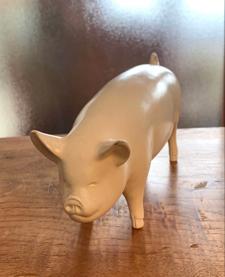豚の陶器製フィギュリン　アンティーク蚤の市