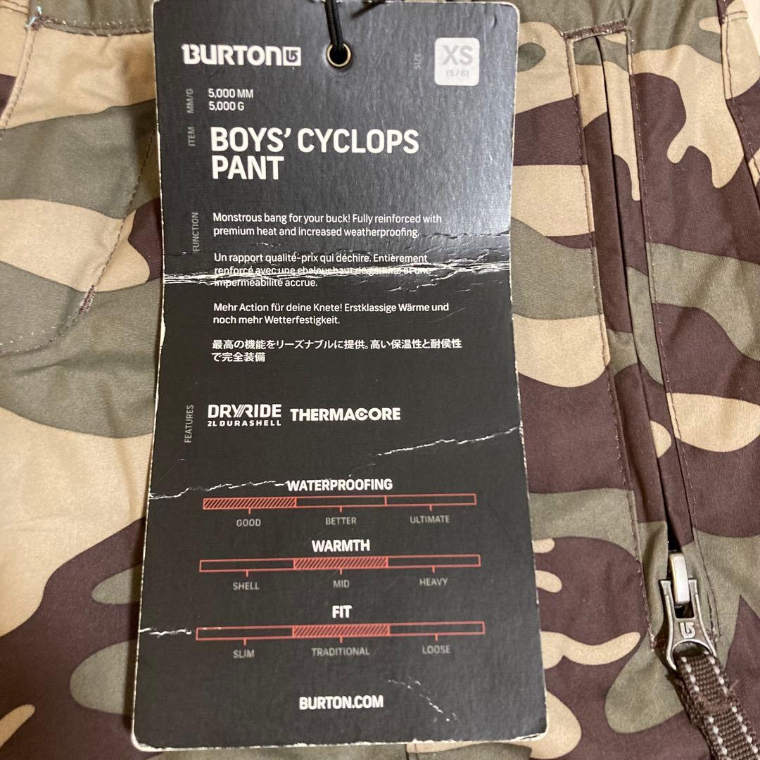 【新品未使用】Burton キッズ スノーボードパンツ XS 迷彩DRYRIDE