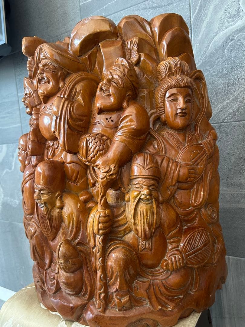 七福神 木彫り 一刀彫