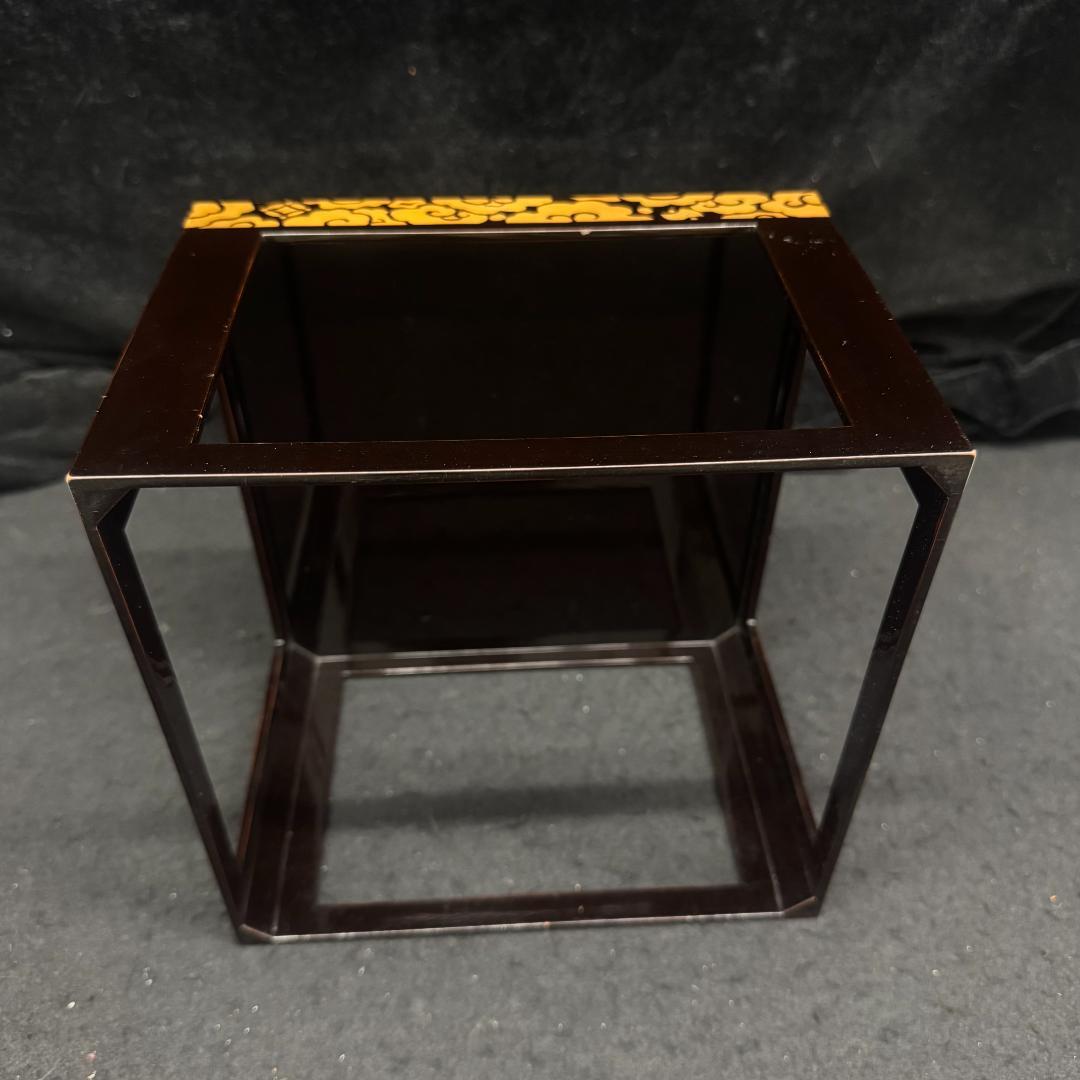 江戸中・後期 重金蒔絵 雲文霊芝様 献菓台 共箱 天然木 漆芸 　縁起