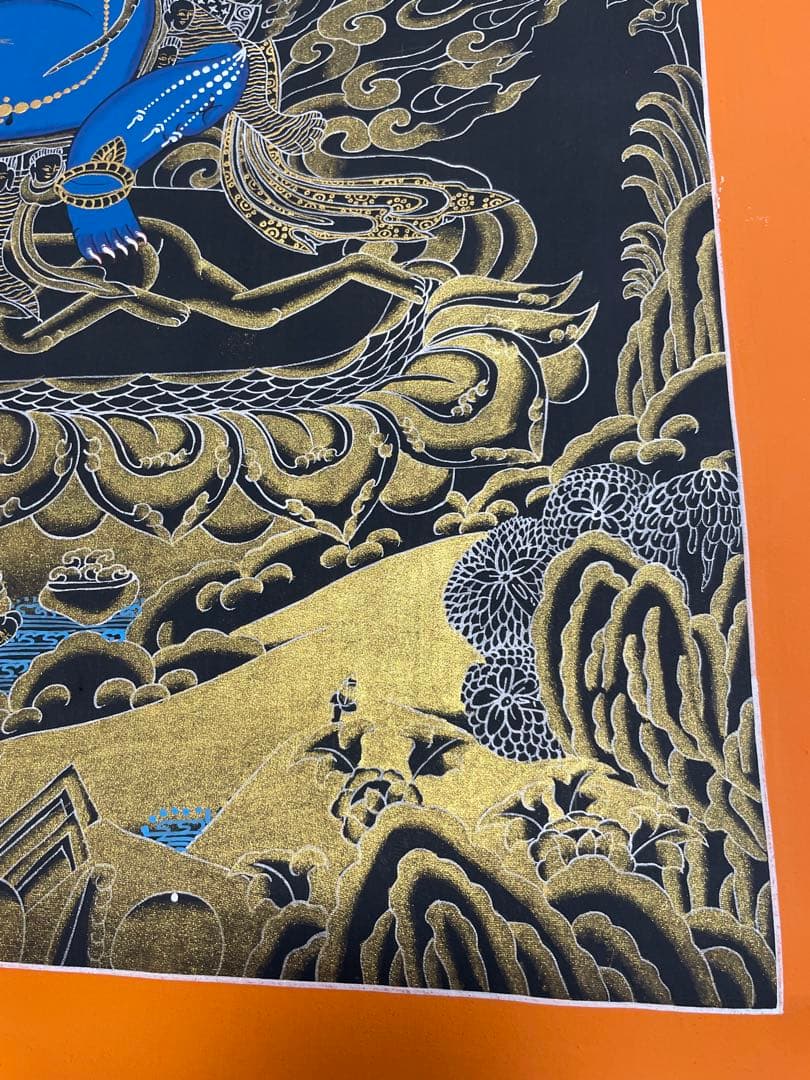 《 チベット密教　1点物 》 手描き　曼荼羅　マハーカーラ　大黒　仏教　密教