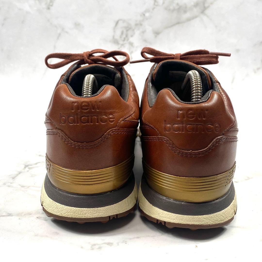【美品】New Balance ゴルフシューズ ブラウン 天然皮革 24.5