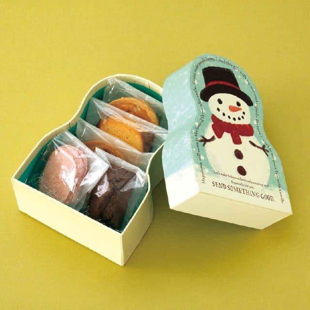 スノーマン貼箱とパティスリー貼箱とパウンドケーキ