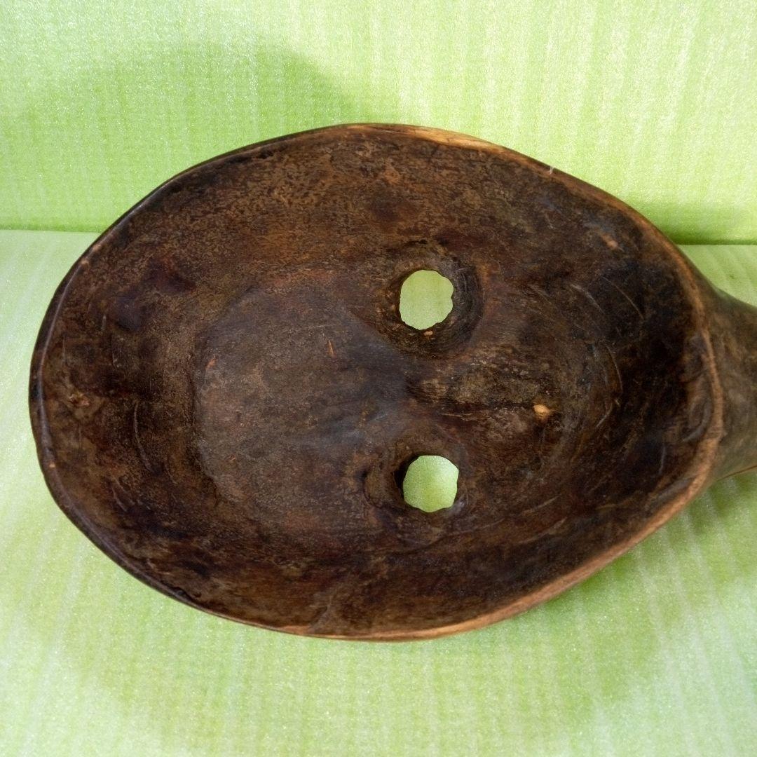 木製　木彫り　鳥人間のようなマスク　お面　レトロ　アンティーク　オブジェ