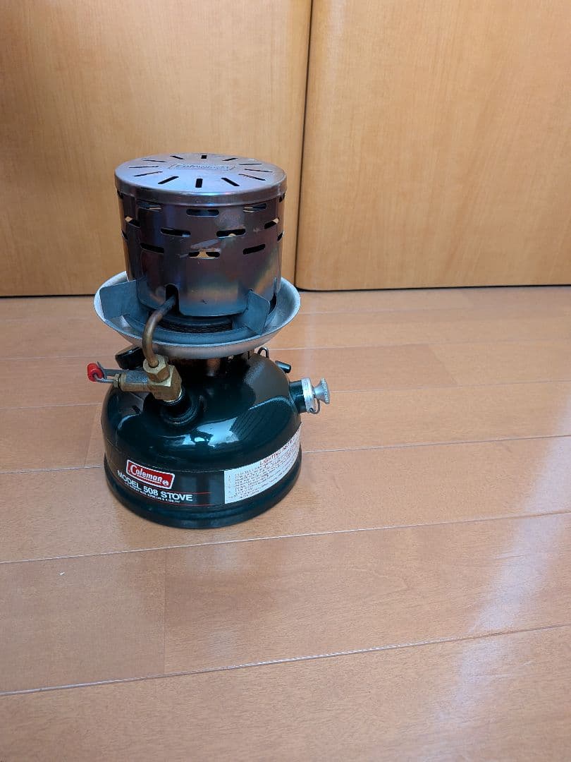 コールマン508 ツーレバーガソリンストーブ完動品とヒーターアタッチメントセット