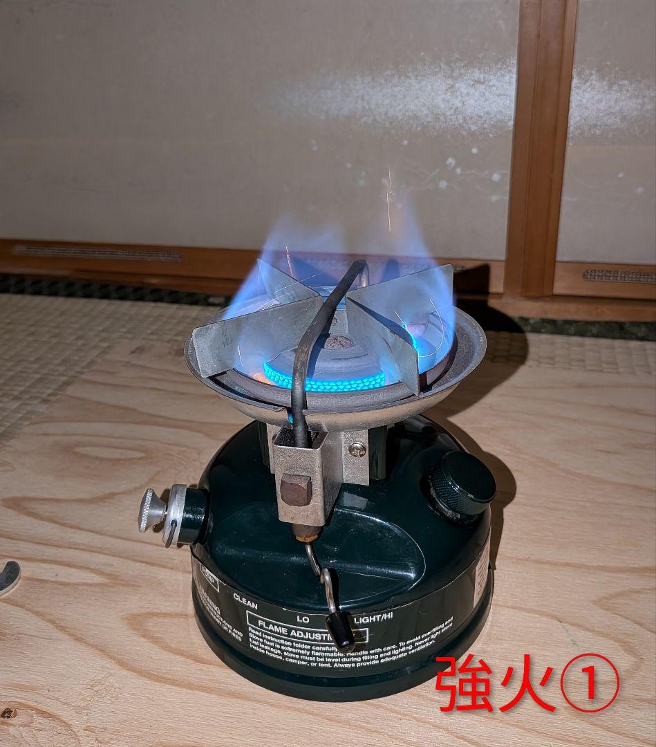 コールマン508 ツーレバーガソリンストーブ完動品とヒーターアタッチメントセット