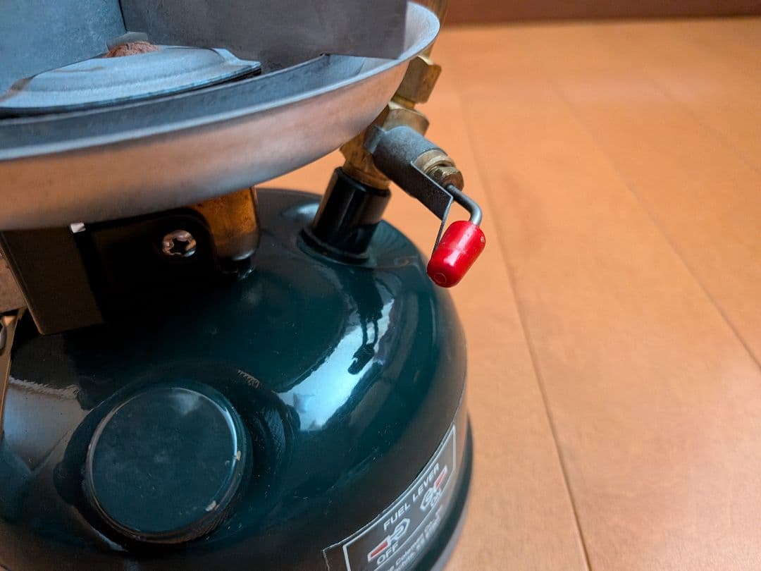 コールマン508 ツーレバーガソリンストーブ完動品とヒーターアタッチメントセット