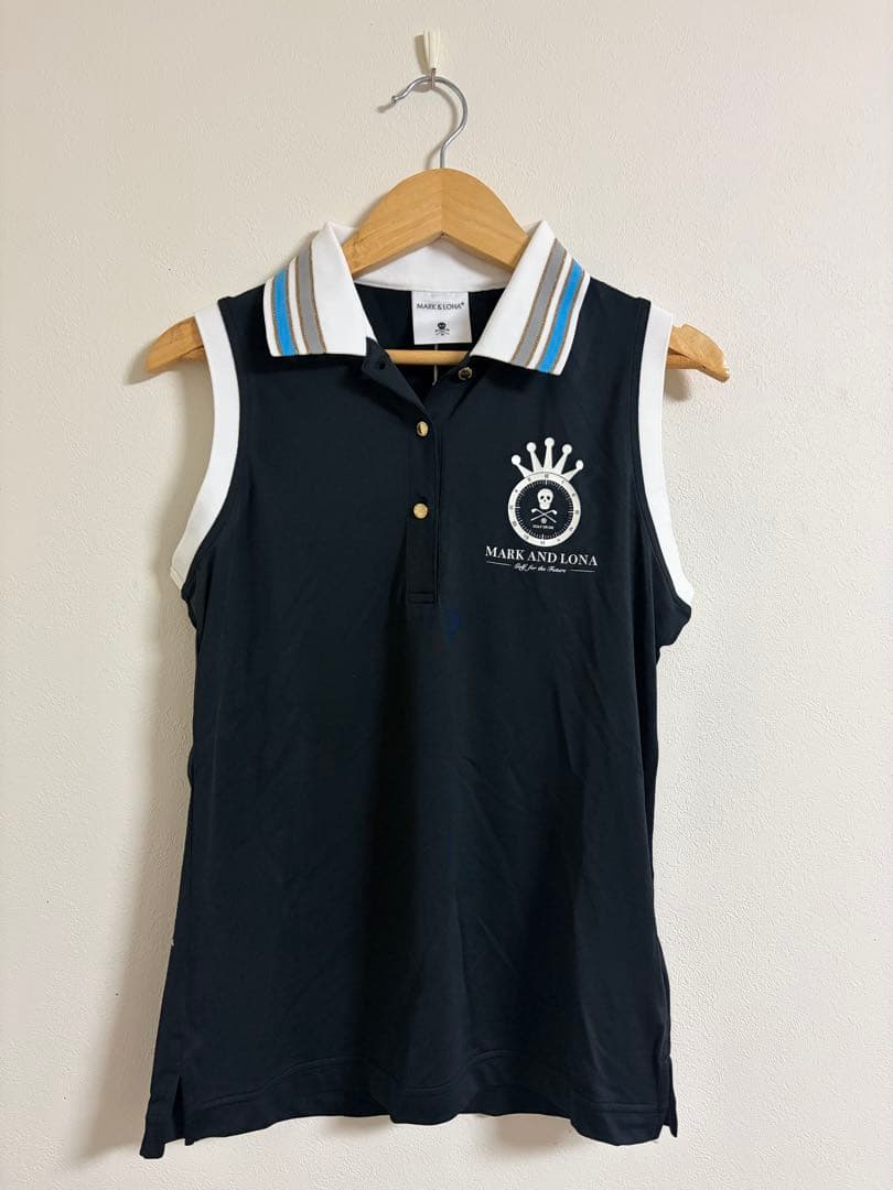 MARK AND LONA ブラック ノースリーブポロシャツ
