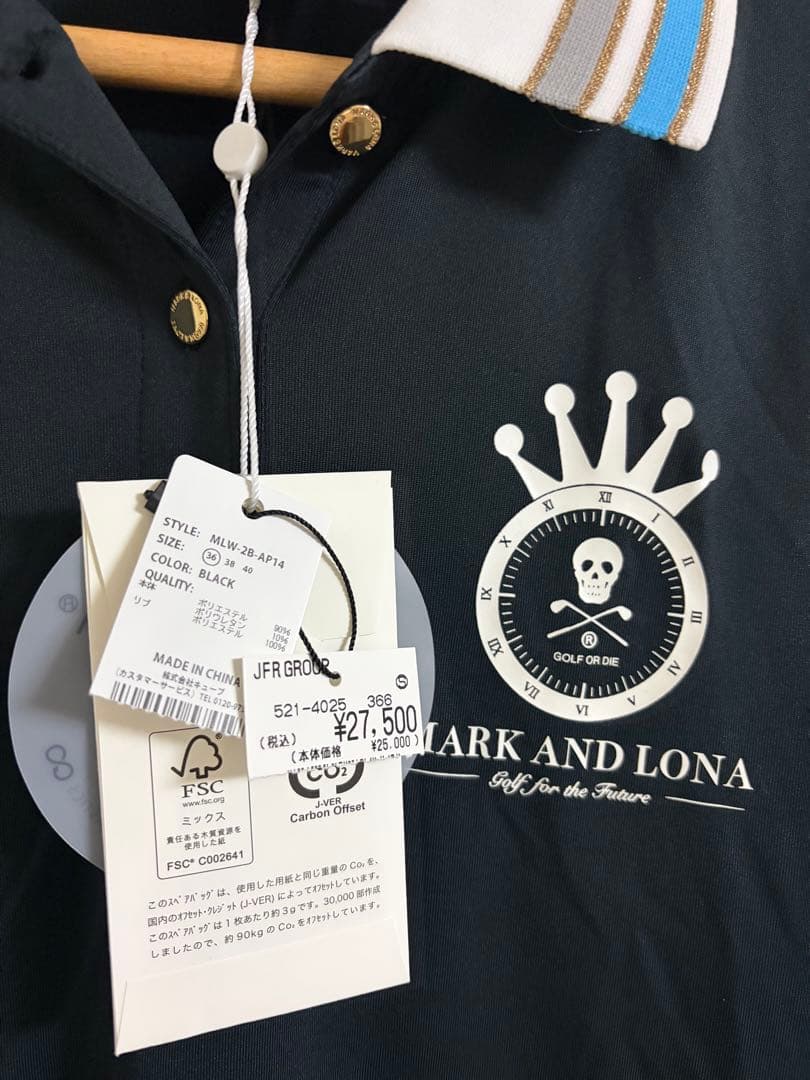 MARK AND LONA ブラック ノースリーブポロシャツ