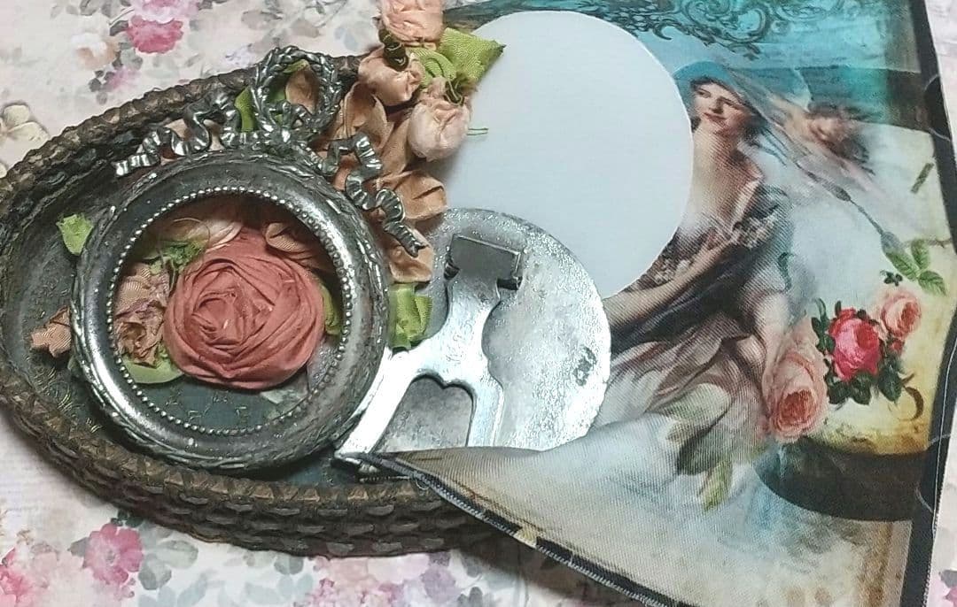 ❀フランスアンティーク　美しい リボントップ ミニ フォトフレーム♪布・カード付