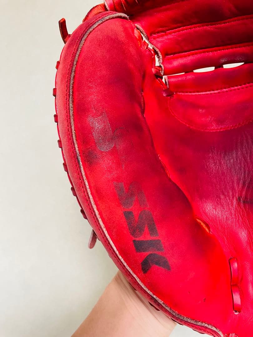 美品✨SSK キャッチャーミット 軟式 右投げ 赤 即戦力 レッド エスエスケー