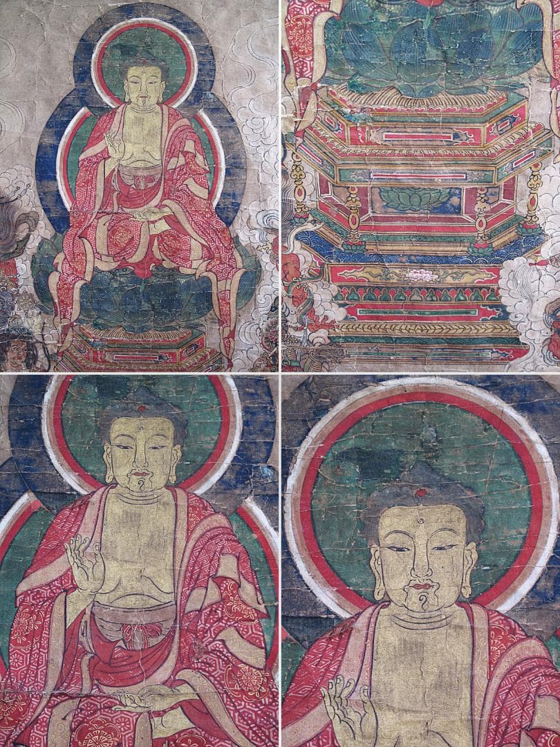 古仏画!! 江戸期『釈迦十六善神図』紙本肉筆 細密画!!