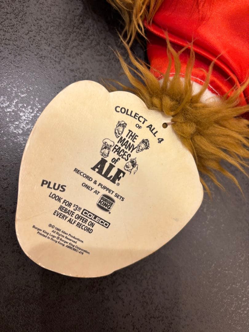 ALF ぬいぐるみ 80s ヴィンテージ　パペット　シェフ　バスケ　タグ付き