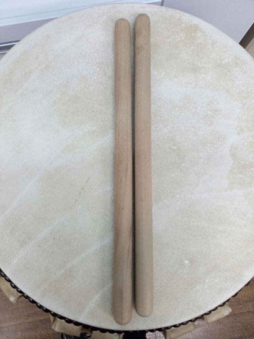 長胴太鼓　宮太鼓　和太鼓　巻き耳　1.5尺　台座　バチ付き　祭り　盆踊り