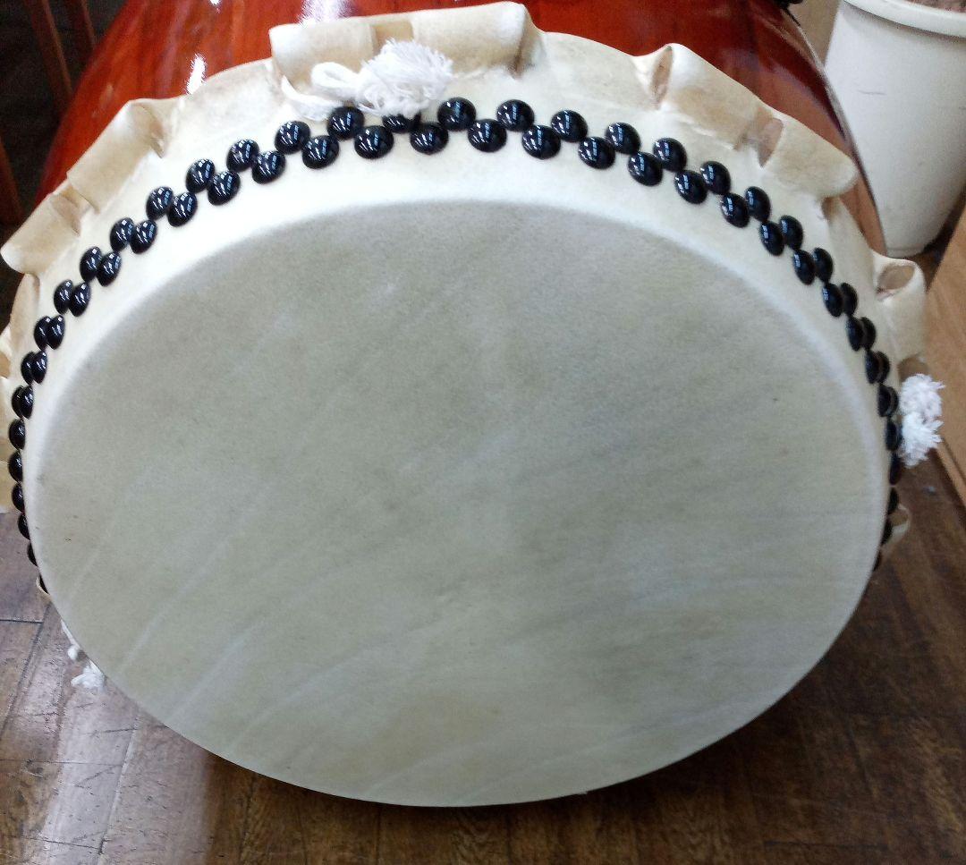 長胴太鼓　宮太鼓　和太鼓　巻き耳　1.5尺　台座　バチ付き　祭り　盆踊り