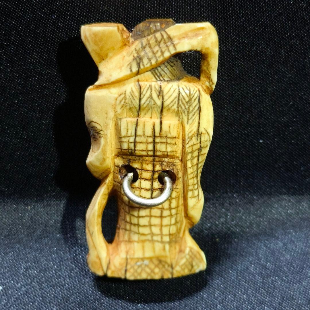 江戸根付 和骨董 縞模様天然素材 在銘 作家物 古美術 蒐集家放出 アンティーク