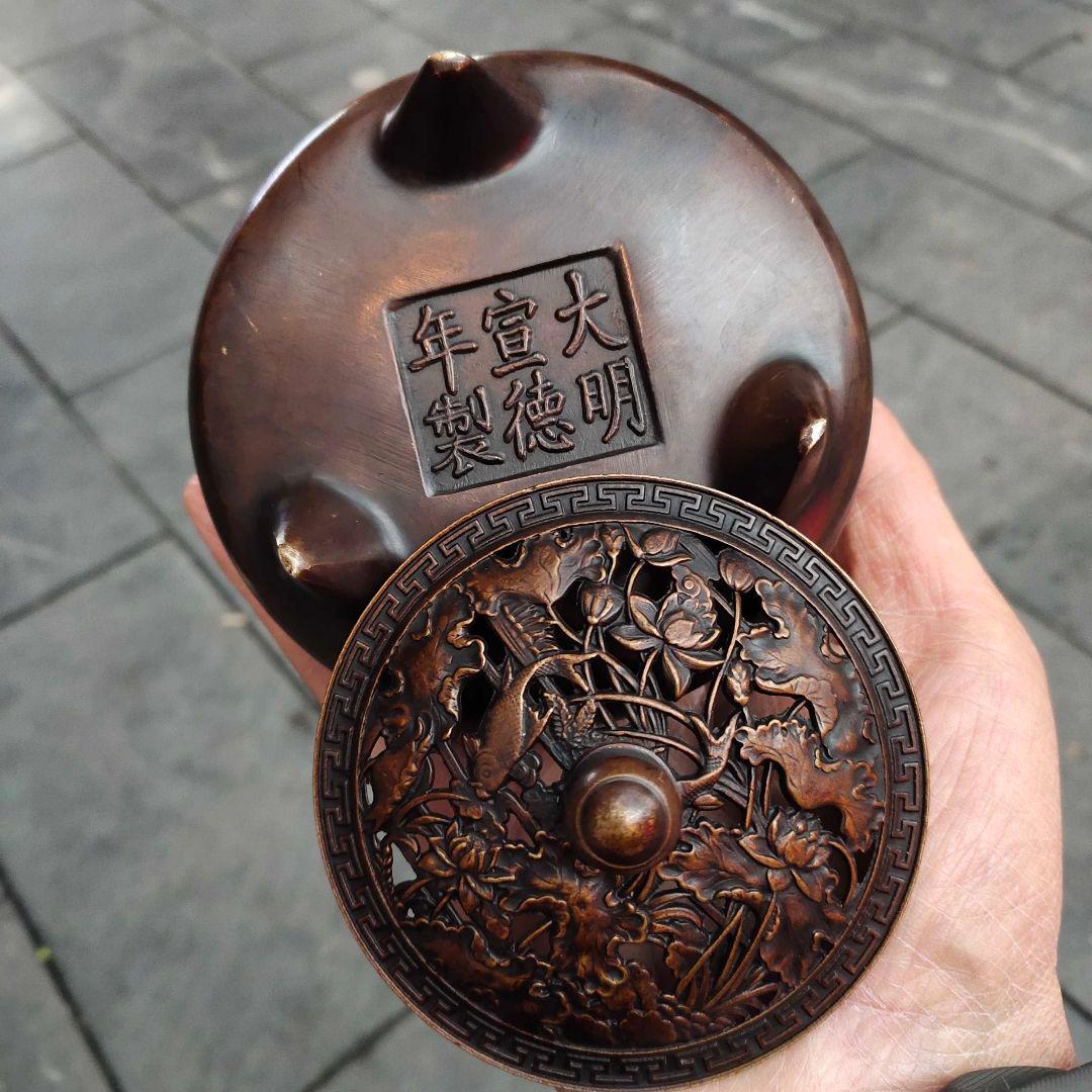 銅製 香炉 宣徳炉 檀香炉 線香炉 挿し香炉 仏具 香道具 工芸品 置物