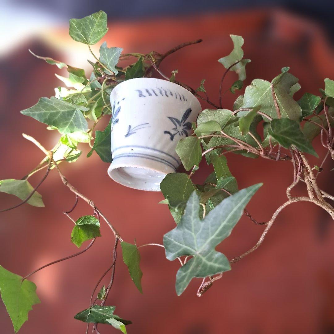 「400年前のロマン！ 初期伊万里 蕎麦ちょこ」 染付猪口(直径8cm) 骨董ア