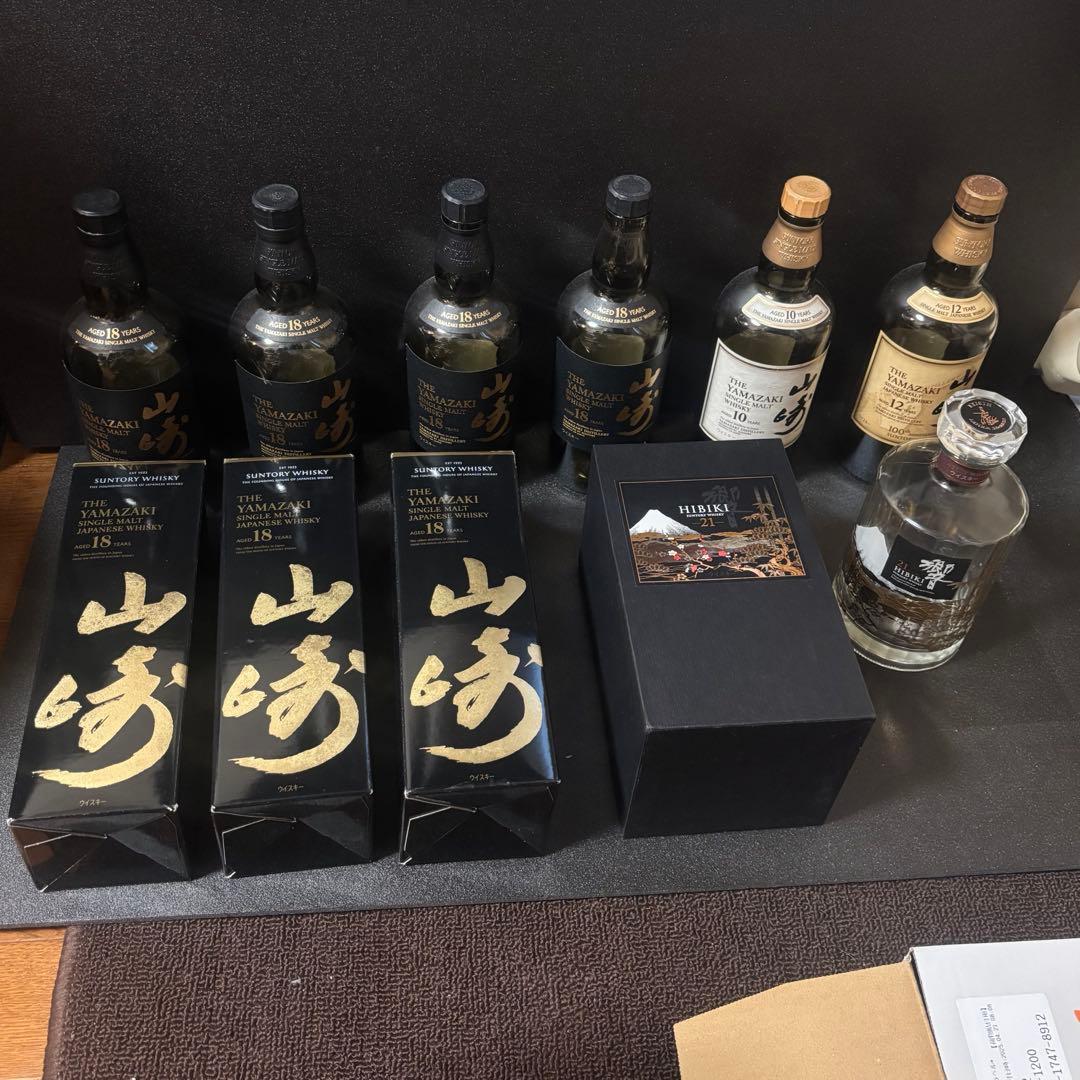 山崎 12年・10年・18年・響 21年 花鳥風月セット　18年空箱3個