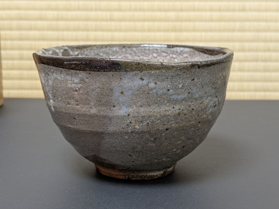 【上作】絵唐津皮鯨茶碗　中川自然坊　共箱　陶歴