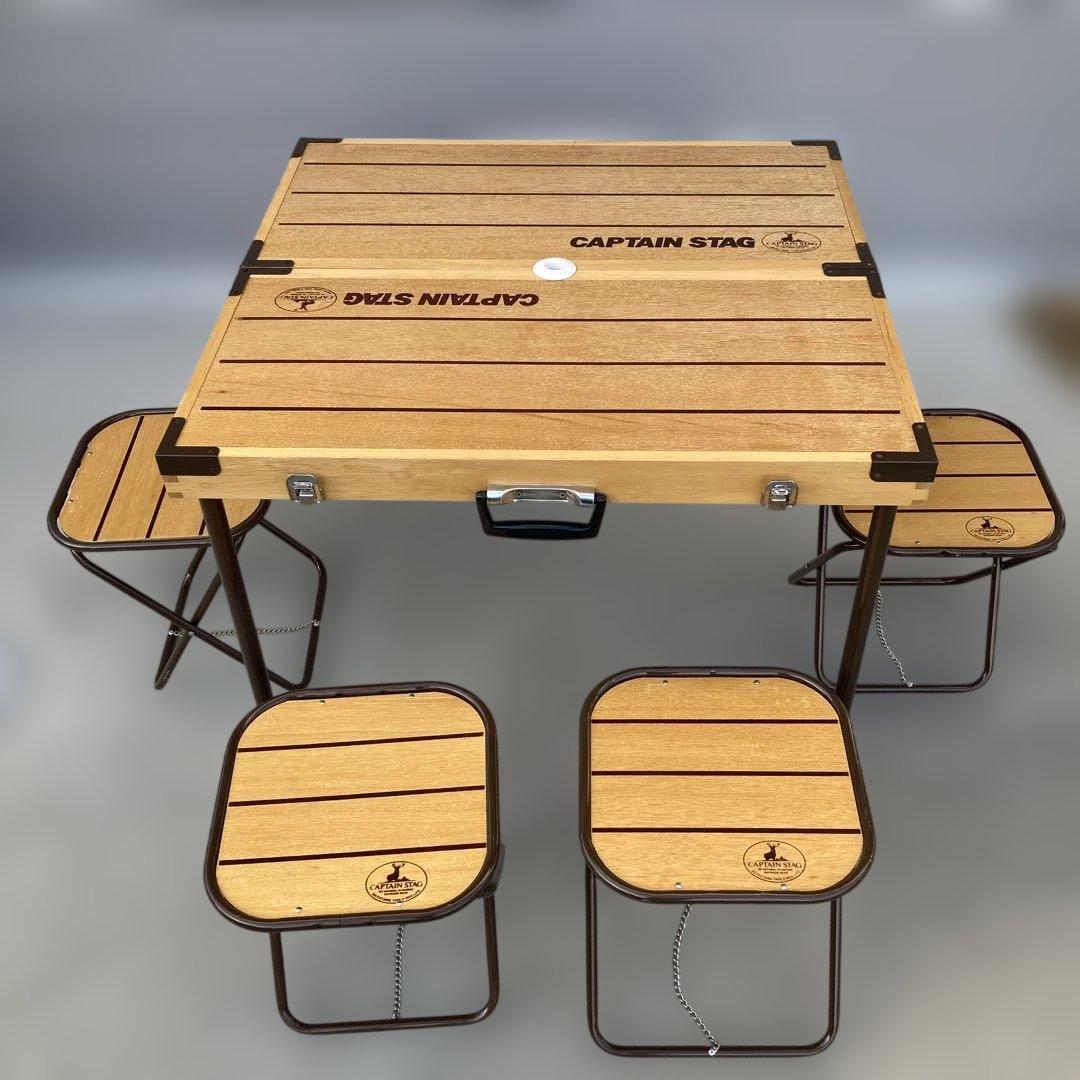 CAPTAIN STAG テーブルチェアセット　フィールドウイン ウッドテーブル