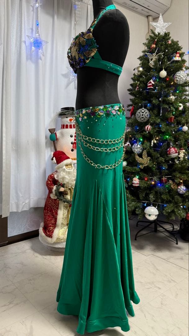 POLINA ベリーダンス 衣装 グリーン Mサイズ