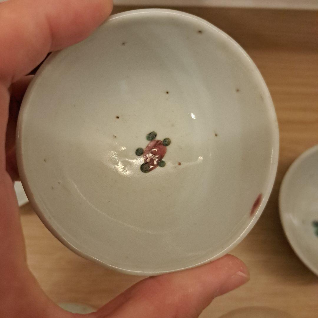 骨董　古道具　アンティーク　中国　茶杯　器　小皿　縁起物　花　喜