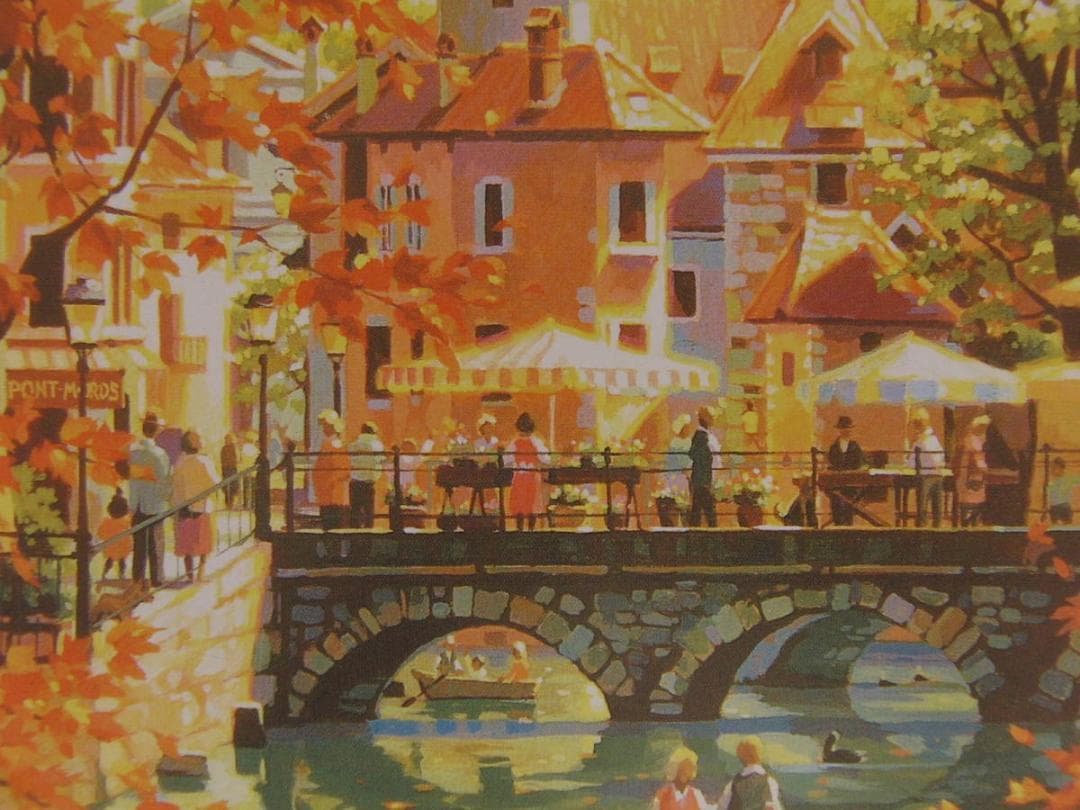 笹倉鉄平、【秋のアヌシー】、希少な額装用画集より、状態良好、新品額装付、送料込み