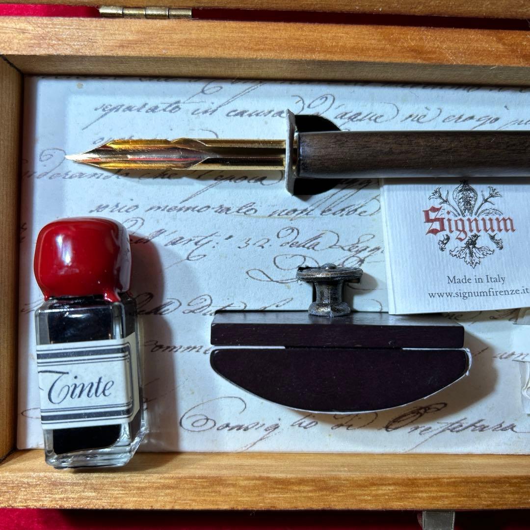 未使用　カリグラフィーセット　イタリア製　Signum シグニュム　木箱