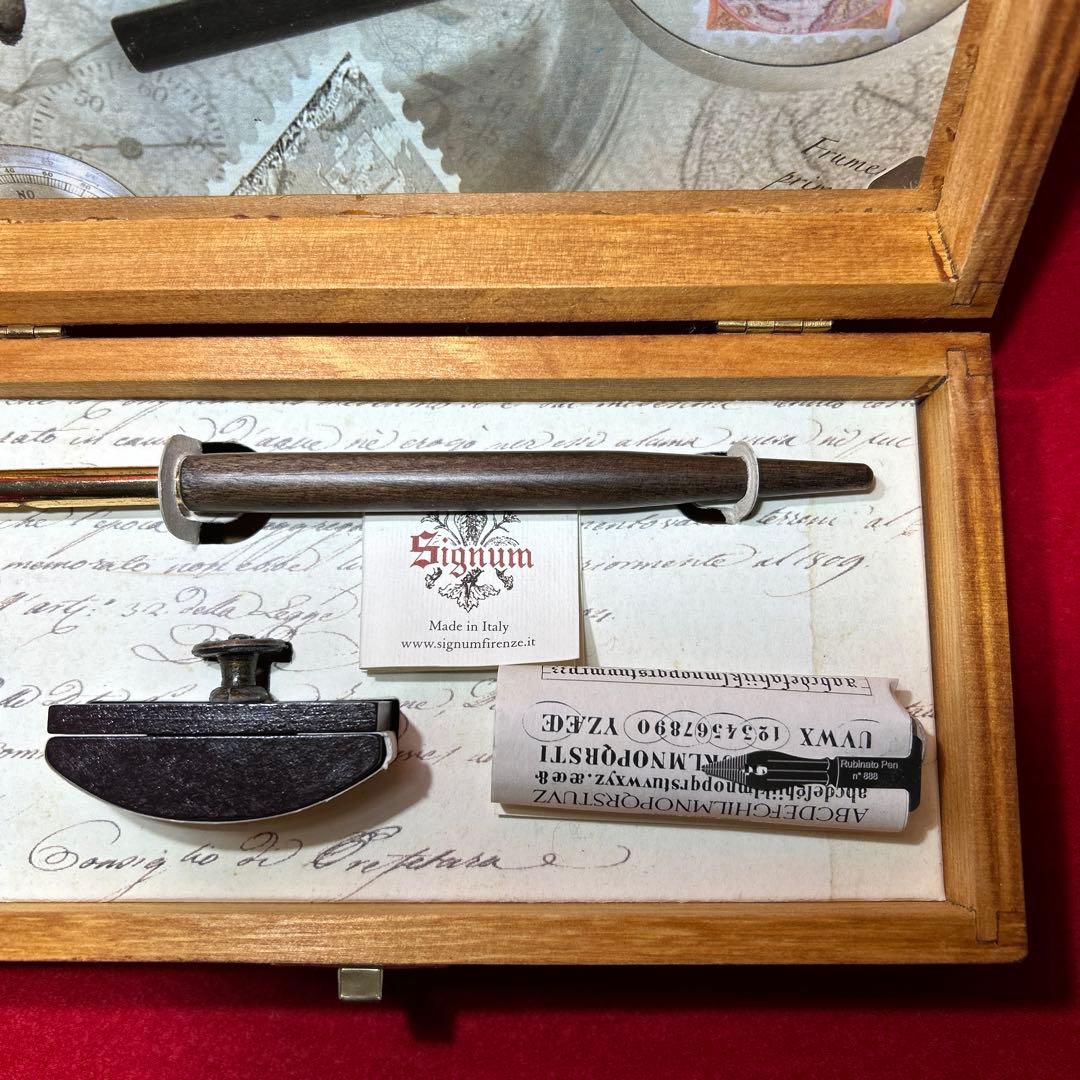 未使用　カリグラフィーセット　イタリア製　Signum シグニュム　木箱
