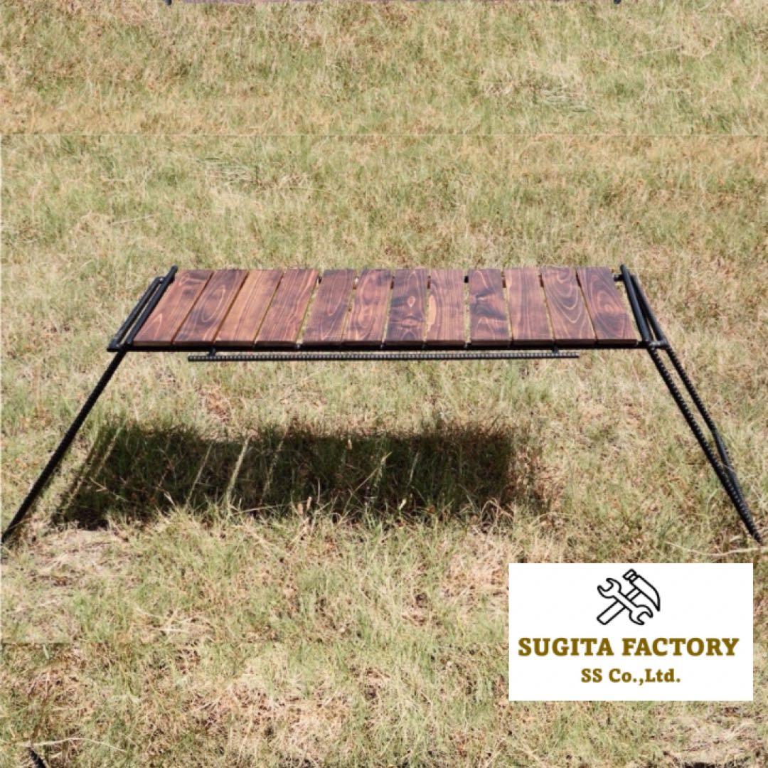 檜無垢材　スノーピークIGT対応アイアンテーブル　キャンプテーブル　ローテーブル