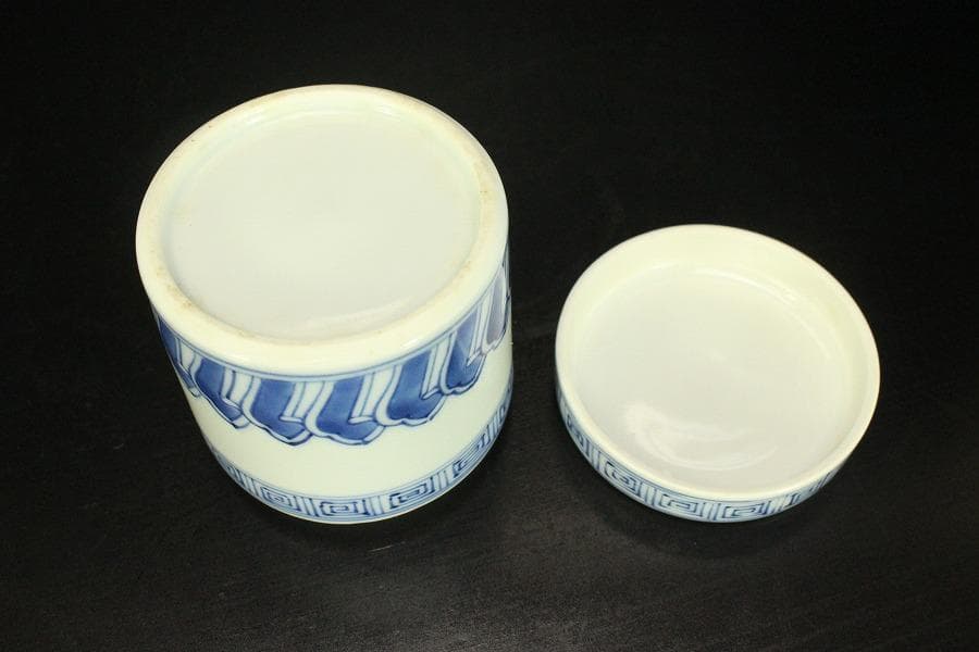 青花 蓋物 人物風景紋(メ1133)