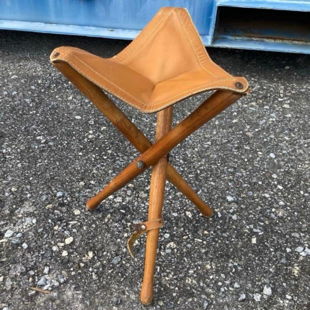 【米国直輸入】本革☆サンサチェア☆焚き火チェア☆ハンティングチェア★ビンテージ