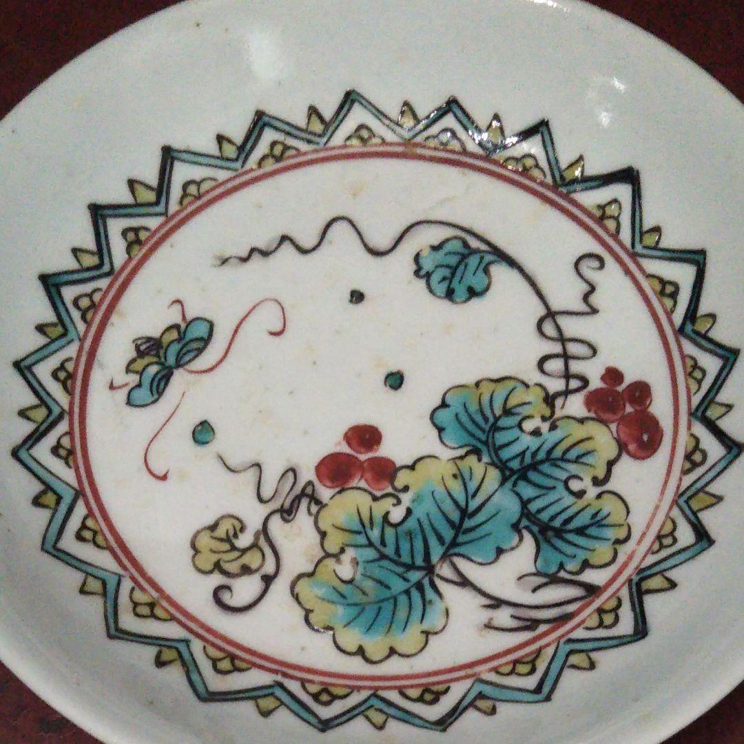 古九谷様式～葡萄に蝶文様、五寸皿