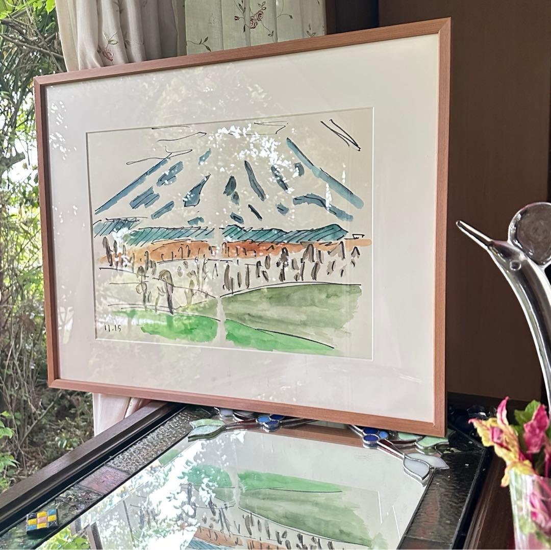 超限定9月9日20時迄‼️真作カムイ坂本直行「羊蹄山神威岳」水彩画　日付署名証明書
